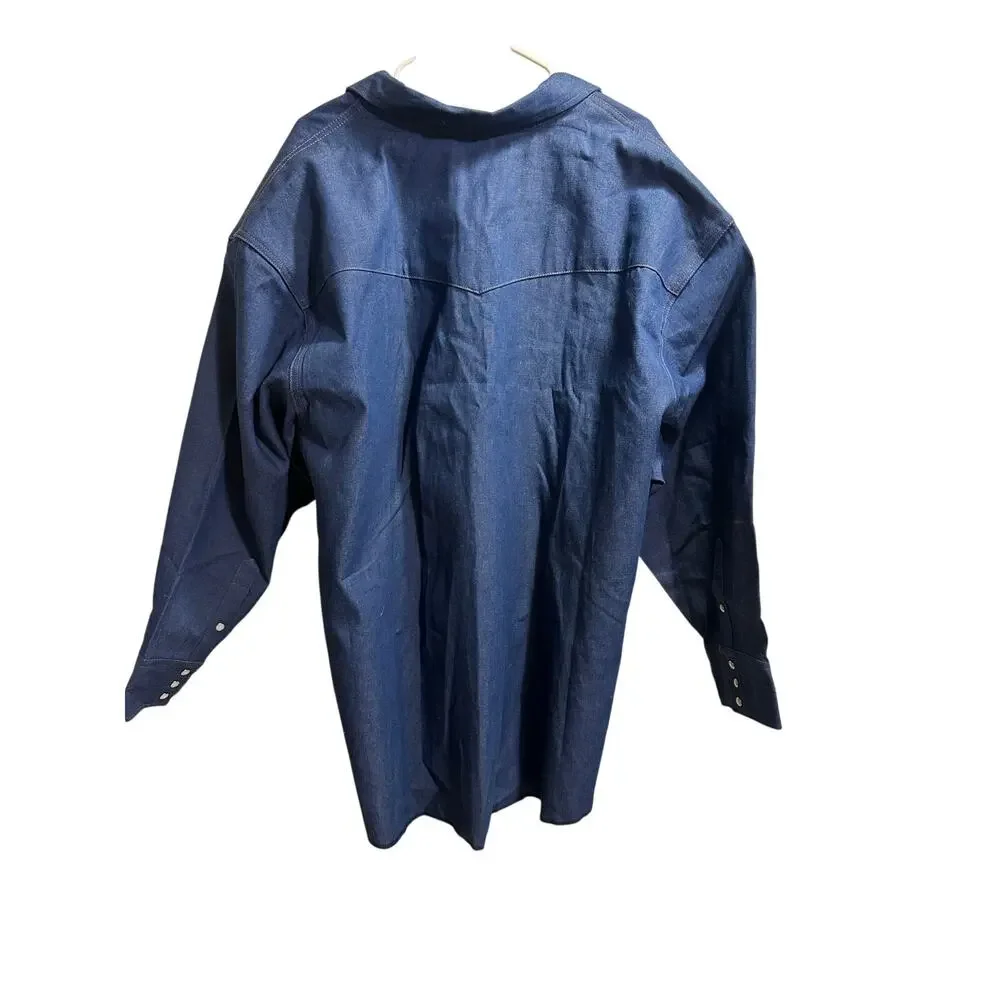 Wrangler Cowboy Cut Western Snap Shirt Mens 20X36 Big Blue Classic Fit NWT